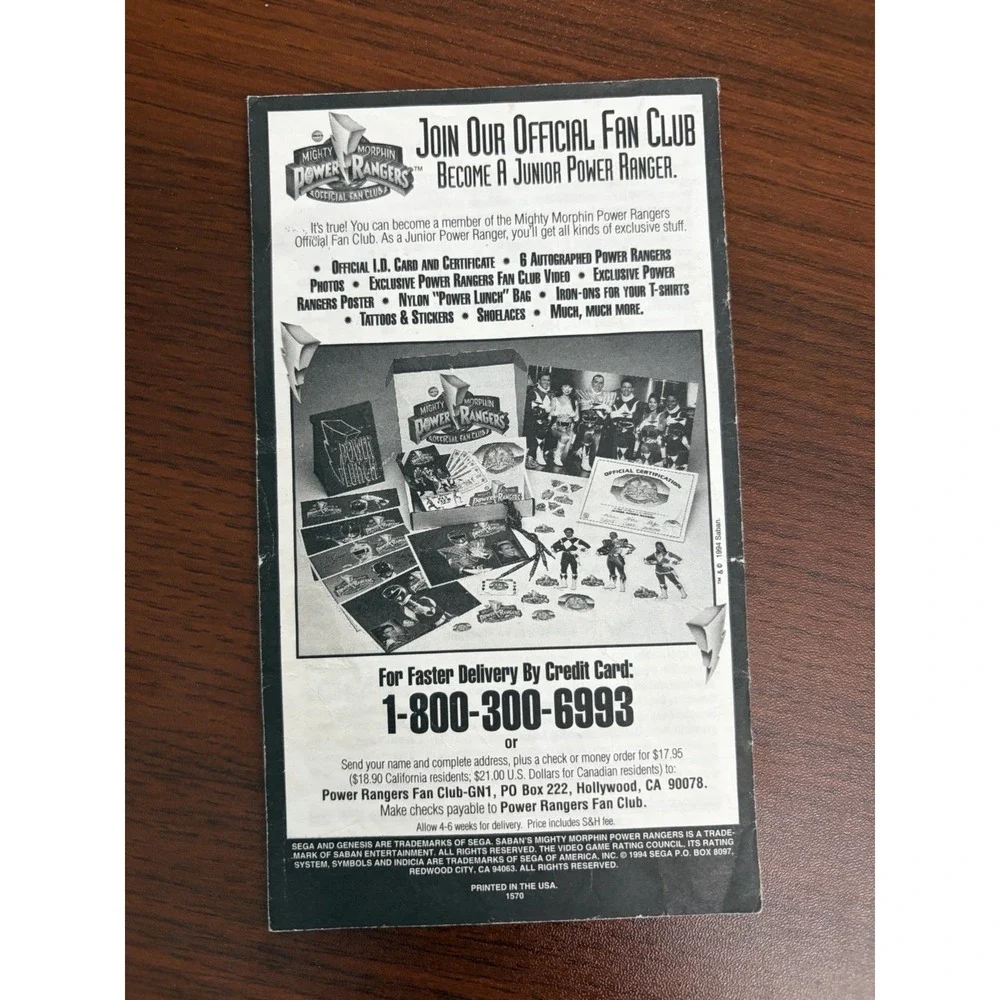 Mighty Morphin Power Rangers - Instruction Booklet Manual Only (Sega Genesis)